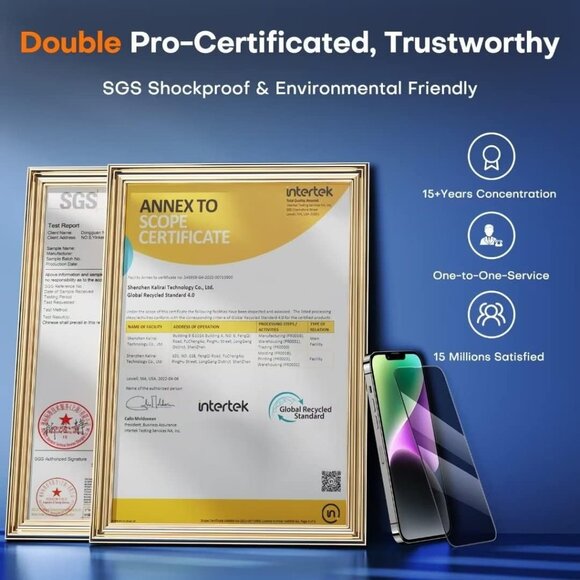 2 Privacy Screen Protectors and 2 camera protectors for iPhone 14 Plus (6.7") - Picture 2 of 7